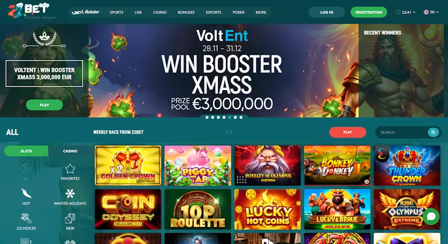22Bet Casino Screenshot