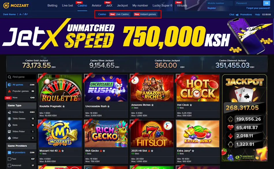 MozzartBet Casino Screenshot