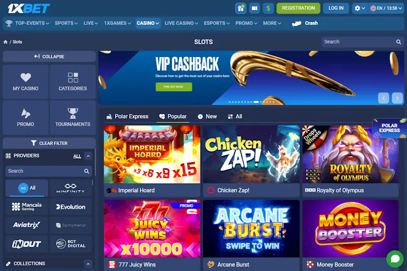 1xBet Casino Screenshot