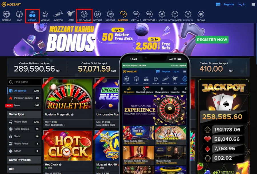 Mozzartbet Casino Screenshot
