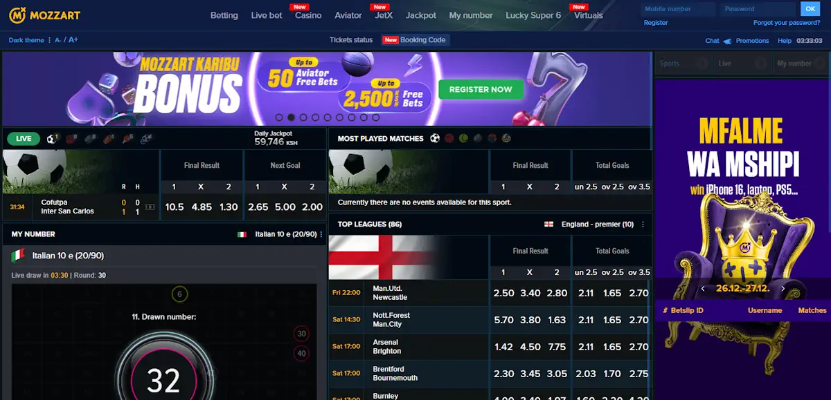 MozzartBet Sportsbook Screenshot